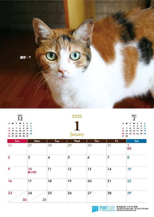 猫カレンダーのご紹介 横浜の印刷会社 ポートサイド印刷